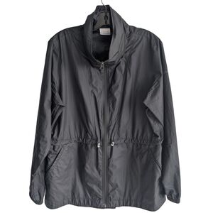 Columbia Men's Large Black Zip Up Wind Breaker Jacket with fold up Hood